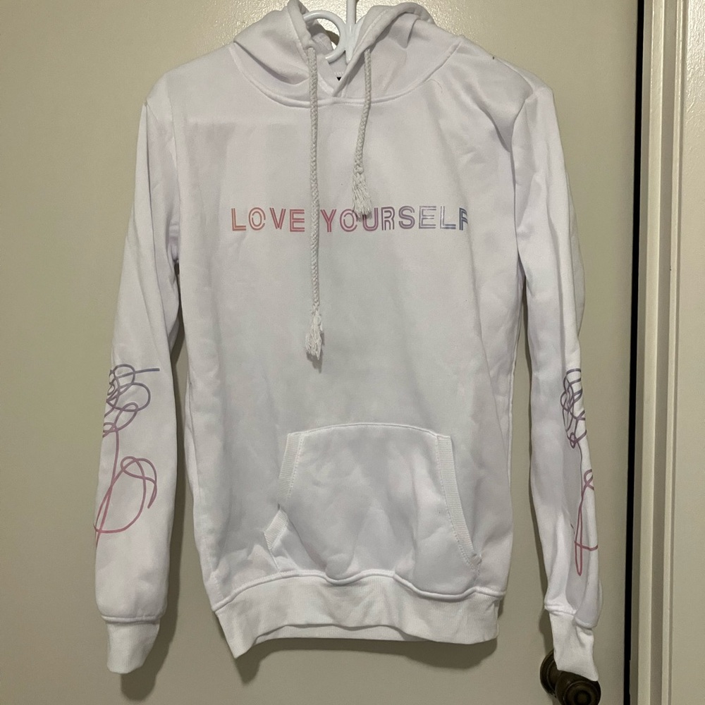 White Hoodie with BTS Love Yourself Print